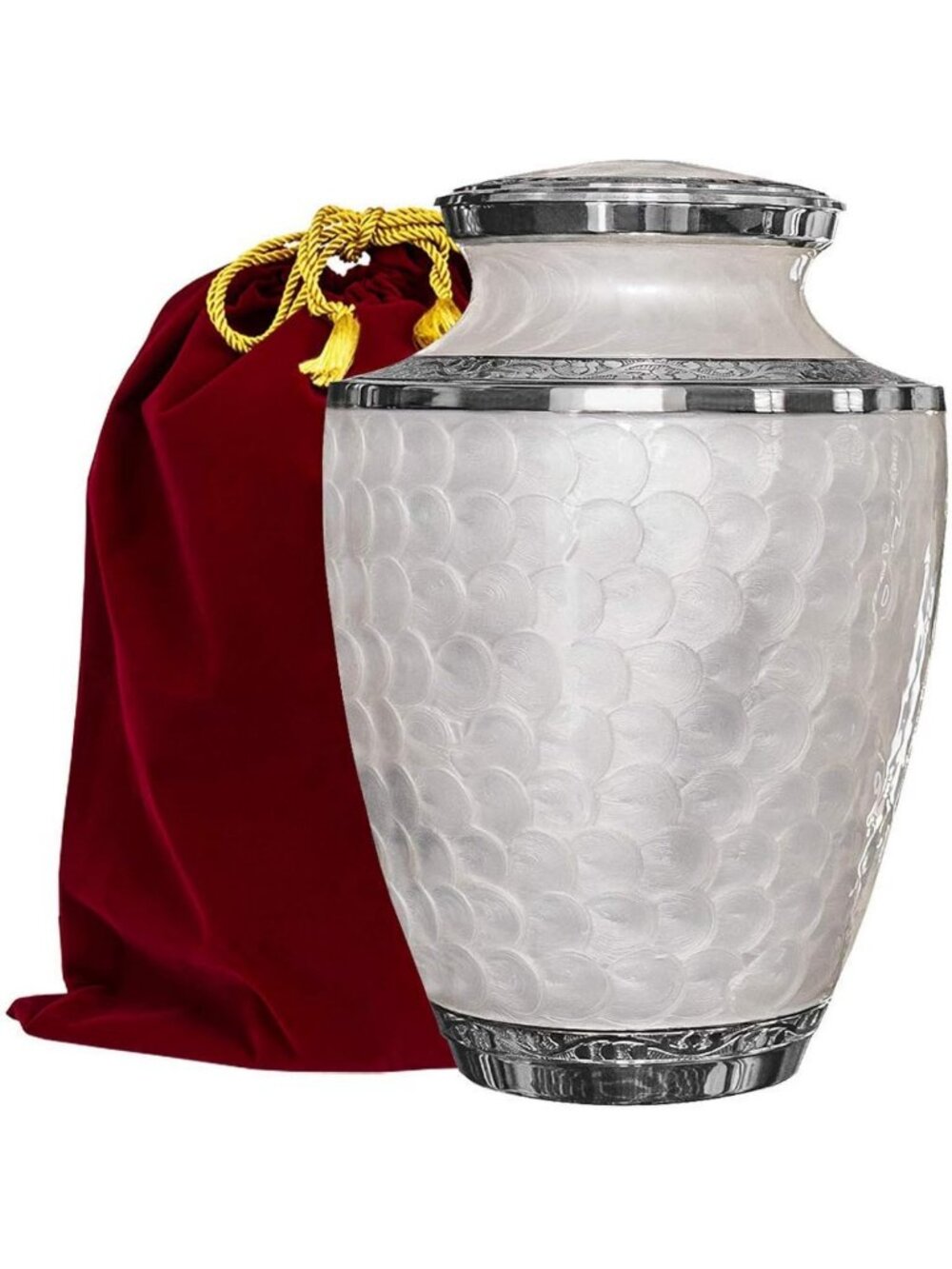 Elegant Silver Lining Cremation Urn for Ashes, Decorative Burial Urn for Adults